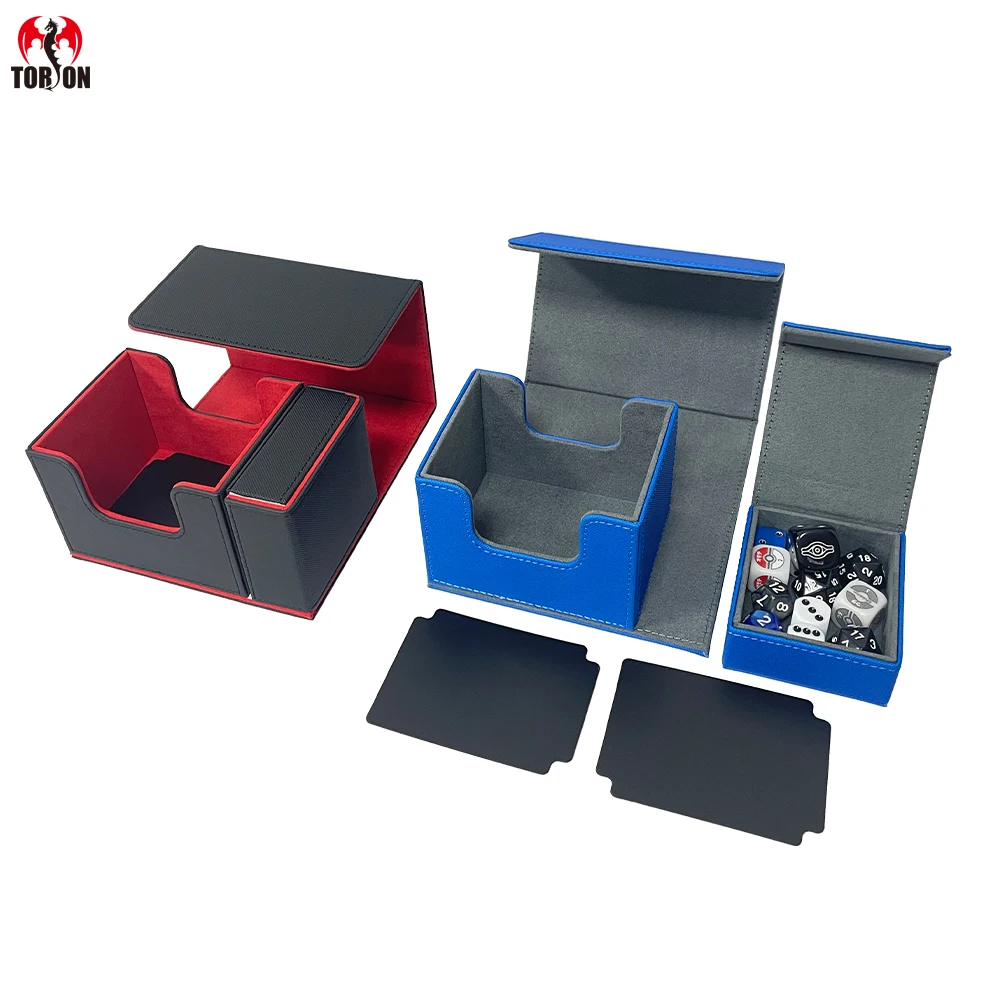 Torson 100+ Premium PU Leather Deck Playing Cards Box for Magic of  Gathering Dragon YuGiOh Shield Cover flip deck box card box
