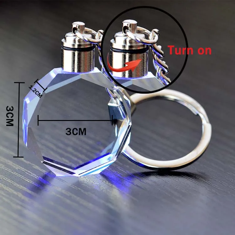 卸売3Dレーザー彫刻ブランクガラス写真キーリング透明LED