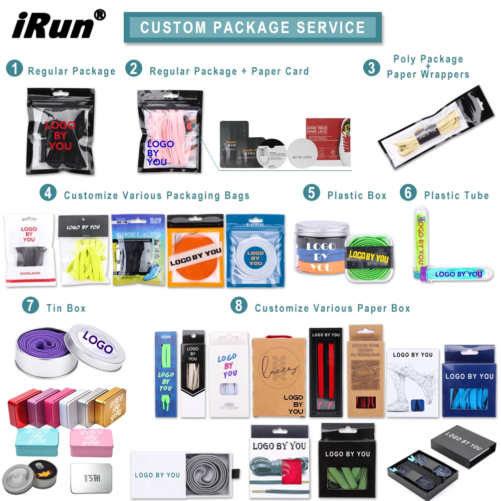 IRun Multi Color Shoelaces Custom Logo Printed Flat Tubular Shoelace for Running Sneaker Shoes Laces Print Test Tube Package