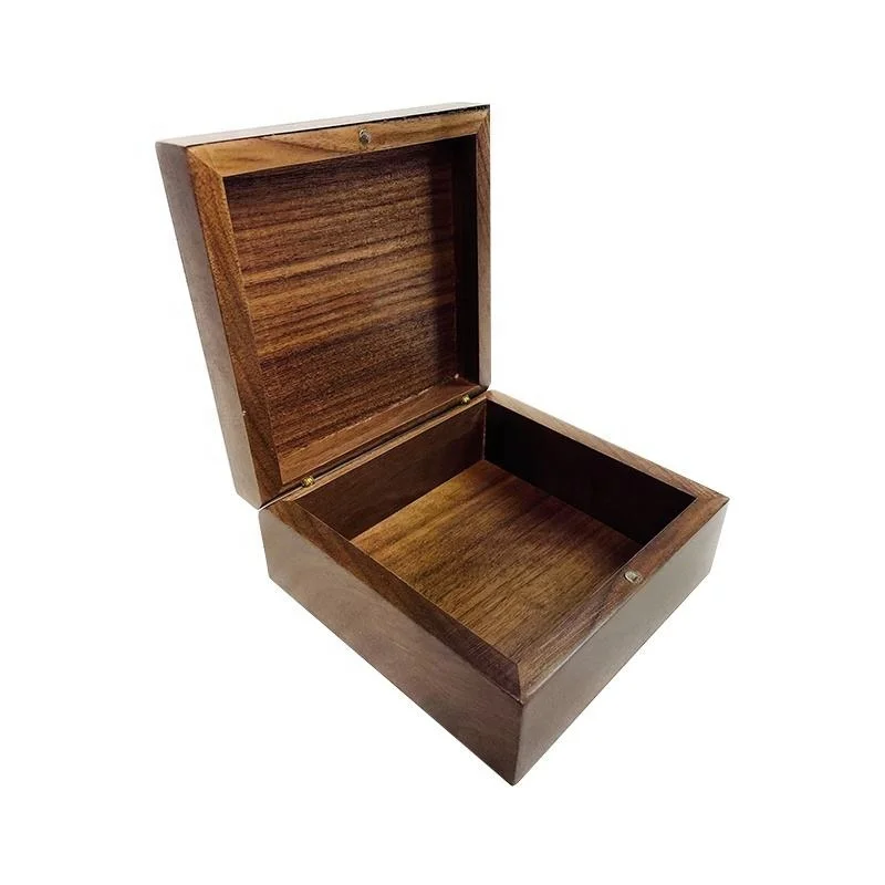 Walnut Wooden Box with Hinged Lid Eco-Friendly Customizable Storage for Art & Collectibles
