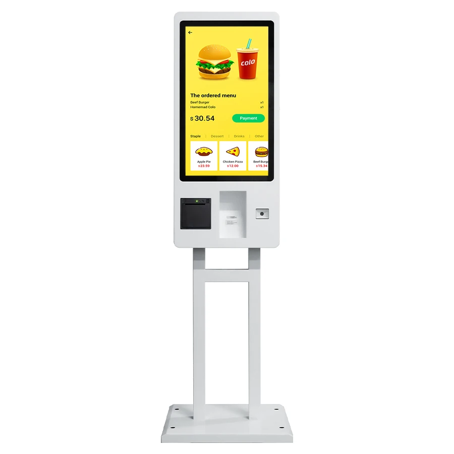 27 inch factory pos system scanner credit card payment self ordering machine touch interactive self service kiosk