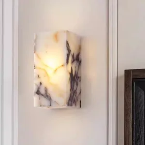 Modern Bedroom & Living Room LED Wall Lamp Natural Stone Waterproof Lighting Fixture Metal Sconce for Bedside & Bathroom