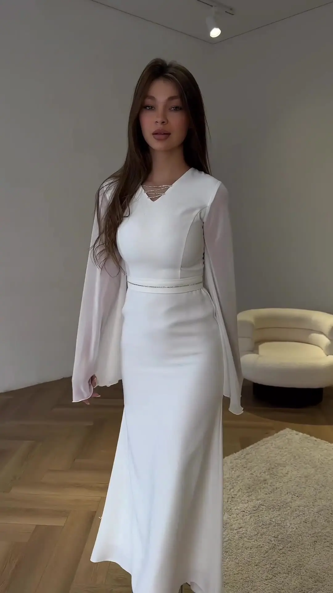 long sleeve wedding dresses 2025 Lauren Sanchez 2025 White Lace Trumpet Wedding Dress, White / Dress+Veil