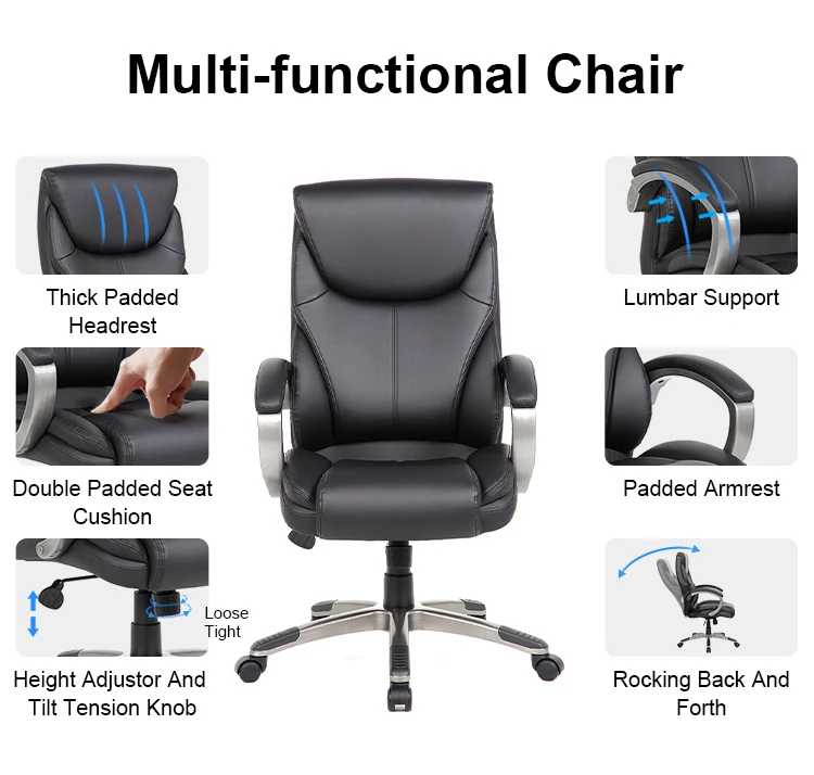 Sale Leather Swivel Office Chair Comfortable Luxury High Back Leather