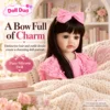 Brown Hair Large Pink Bow