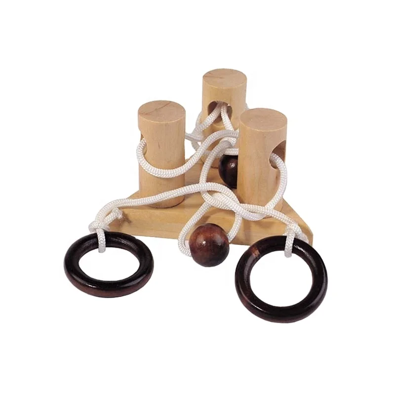 Factory Direct Best Price IQ Brain Teaser Wooden Unload String with Ring