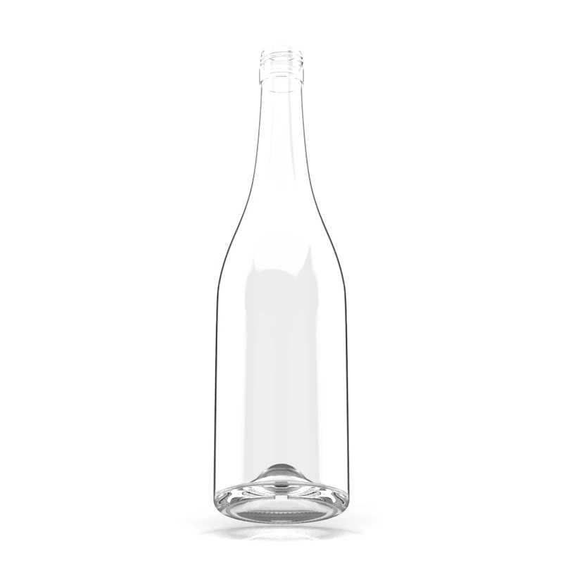 Factory Direct Supply 750ml Empty Oval Transparent Rum Bottle Glass With Screw Cap
