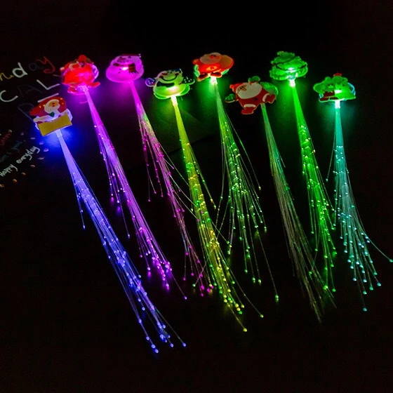 Новинка 2021, Рождественская вечеринка, светящиеся волосы, модная светящаяся пластиковая волоконная Свадебная светодиодная заколка для волос со светодиодной подсветкой