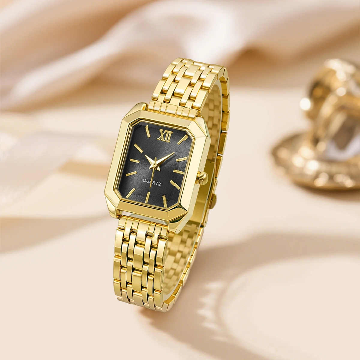 Elegant Gold & Silver Ladies Alloy Strap Watch