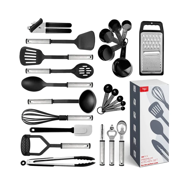 Yuming Factory Non-Stick and Heat Resistant 24 Nylon and Stainless Steel Utensil Set