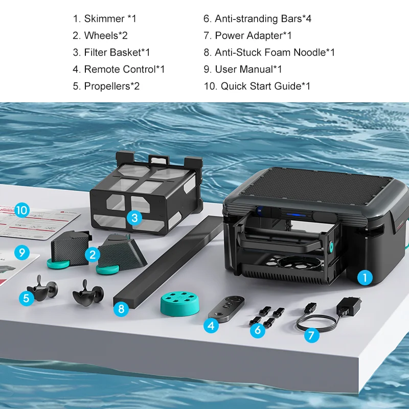 Automatic Solar Rechargeable Surface Pool Robot Pool Cleaner Vacuum Cleaner Floating Swimming Pool Cleaning Skimmer