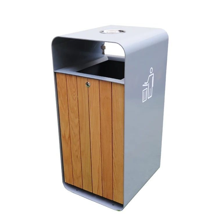 Teak Trash Receptacles - Outdoor Wooden Garbage and Recycling Bins