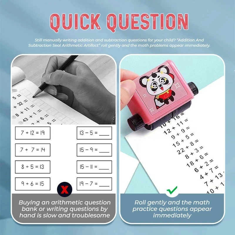 Забавное дополнение и вычитание математических вопросов цифровой роликовый Тип штамп репетиторское обучение детей цифры математический инструмент подарок