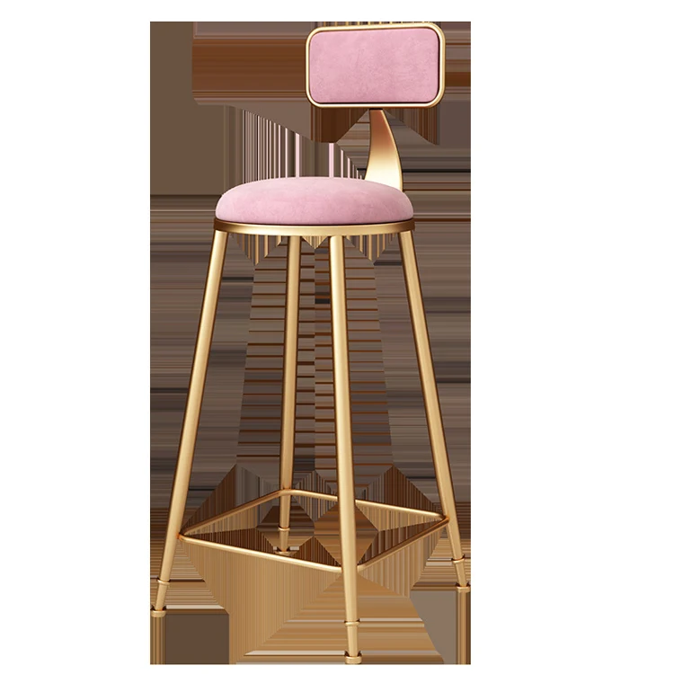 Nordic Wrought Iron Fashion Bar Stool Simple Metal High Chair Bar Back