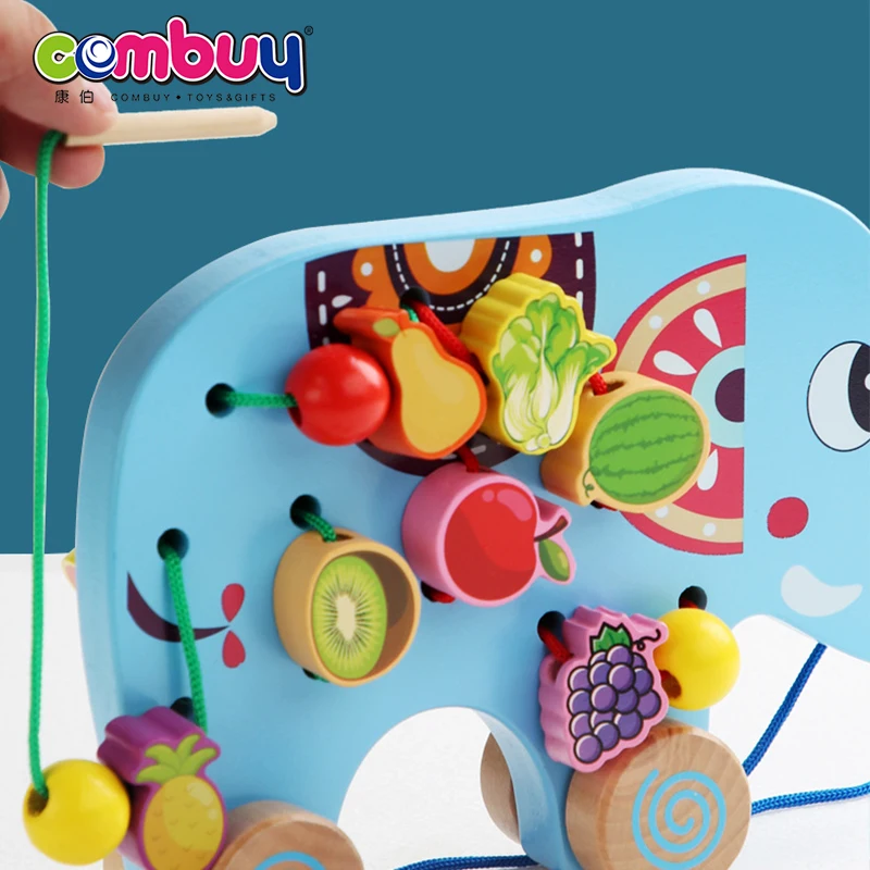 Early Education Balance Beaded Animals Cart Wooden Toys Baby