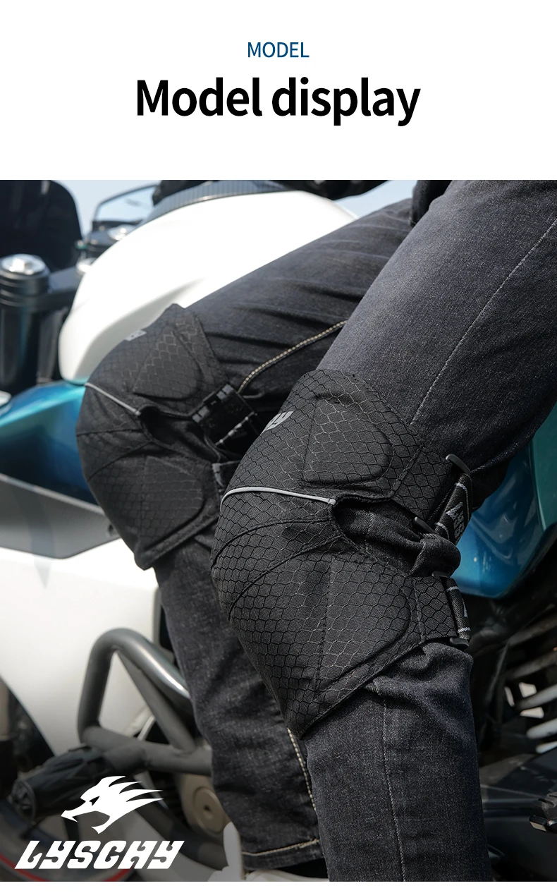 Lyschy Black Short Motorcycle Knee Pad Breathable Sports Knee Pads