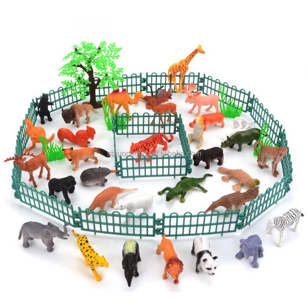 Cheap 53pcs set tiger giraffe Lion PVC resin small safari animal figure toys Mini zoo toy plastic toy wild animal sets