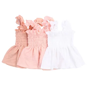 Wholesale Hot-Selling Children's Clothing Girls Flat Collar Sleeveless Skirt With Large Lace Kids Baby Casual Dress