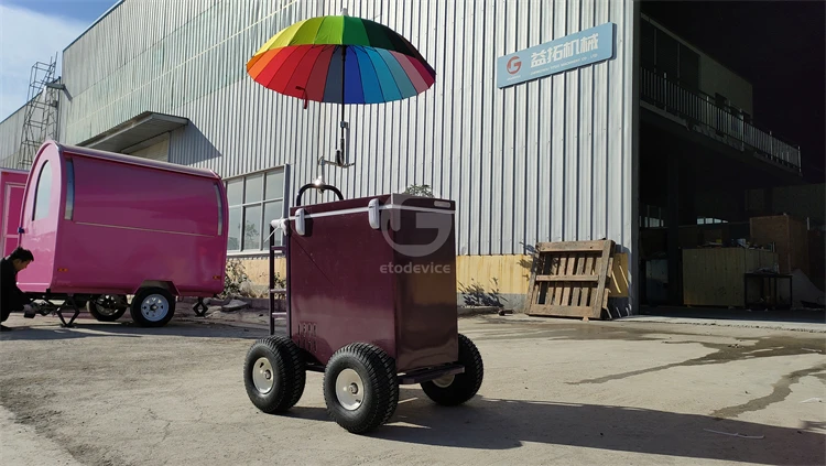 Wholesale Price Outdoor Mobile Ice Cream Push Cart With Big Wheels Ice  Cream Vending Cart for Sale - Main Image
