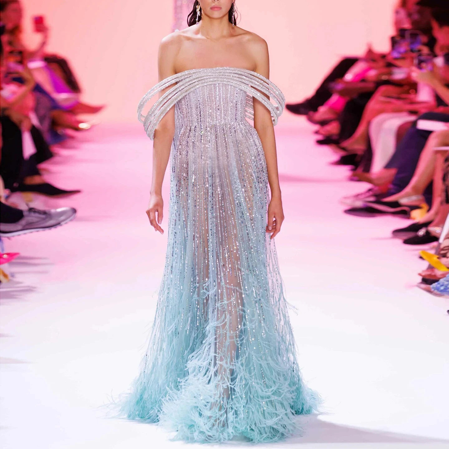 runway formal dresses Sculpted Shoulder Formal Evening Dress main image 1