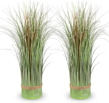 Artificial Grass Plants Onion Floral Grass Bouquet Free Standing Plants for Desk Table Office Home Centerpieces Decoration