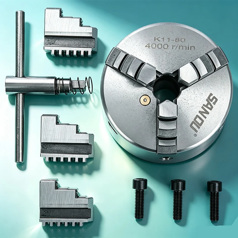 Mini Lathe Chuck K11-80 SANOU 3 Jaw Self-Centering Chuck, 80mm