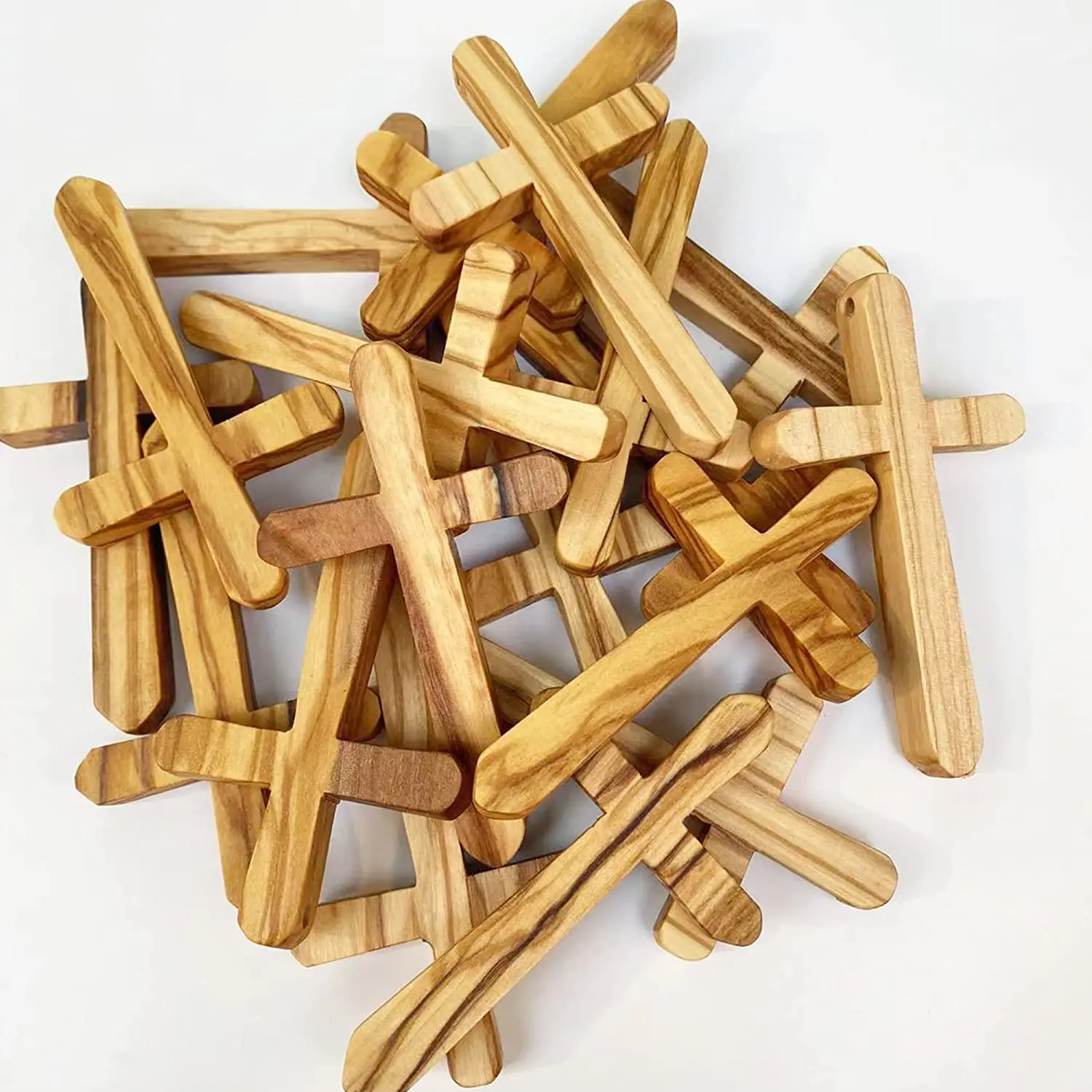Collier Croix De Tau En Bois D'olivier - Pendentif Religieux - Neuf Sans Emballage
