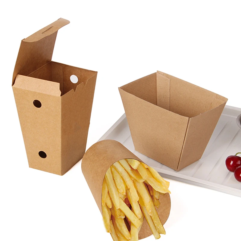 China Disposable Craft Paper French Fries Box factory and manufacturers