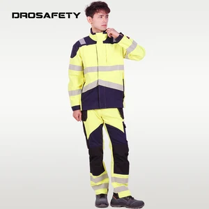 Custom Worker Fire Resistant Jacket Pants Working Clothes High Visibility Reflective Safety Suits