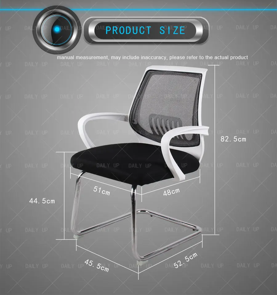 Sled Mesh Office Chair With Chromed Metal Legs Breathable And Ergonomic Computer Chair With Armrests For Meeting And Conference