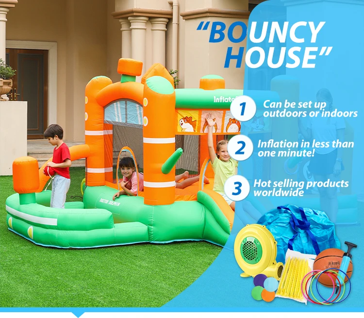 Doctor Dolphin Hamster Inflatable Bounce House With Slide Bounce Castle