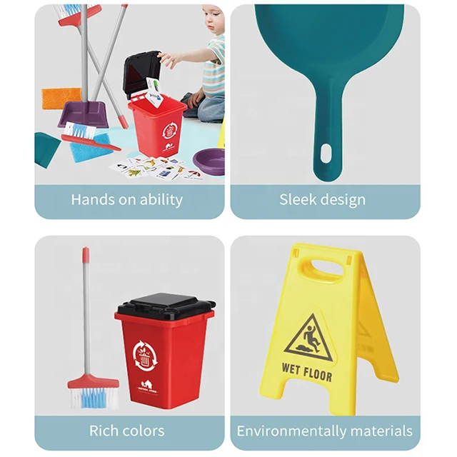 Детские игрушки для ролевых игр 14 шт. метла ведро домик пластиковые игрушки Мини Набор для чистки