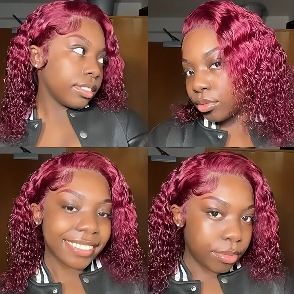 Burgundia veelainega inimese juustest parukas lühike bob-pitsparukas naistele_voghion.com