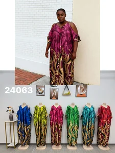Wholesale New Women's African Clothing Large Size Loose Printed Strap Shoulder Dress