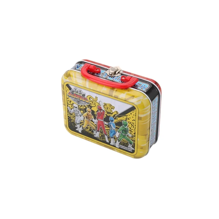 Wholesale Food grade Kids Rectangular handle Metal tin lunch box