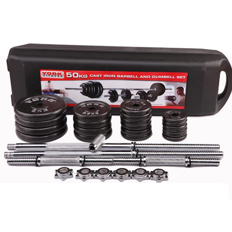 Iron Barbell Set York Fitness 50kg York 50kg Black Cast Iron