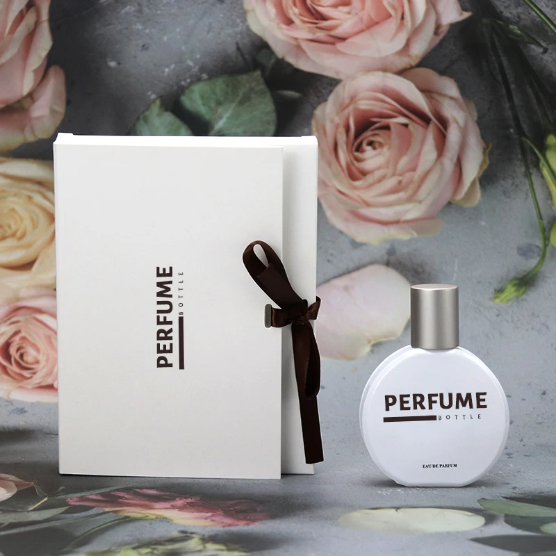 Luxury Empty 30ml 50ml 100ml Perfume Glass Bottle White Flat Round Shape  Perfume Bottle