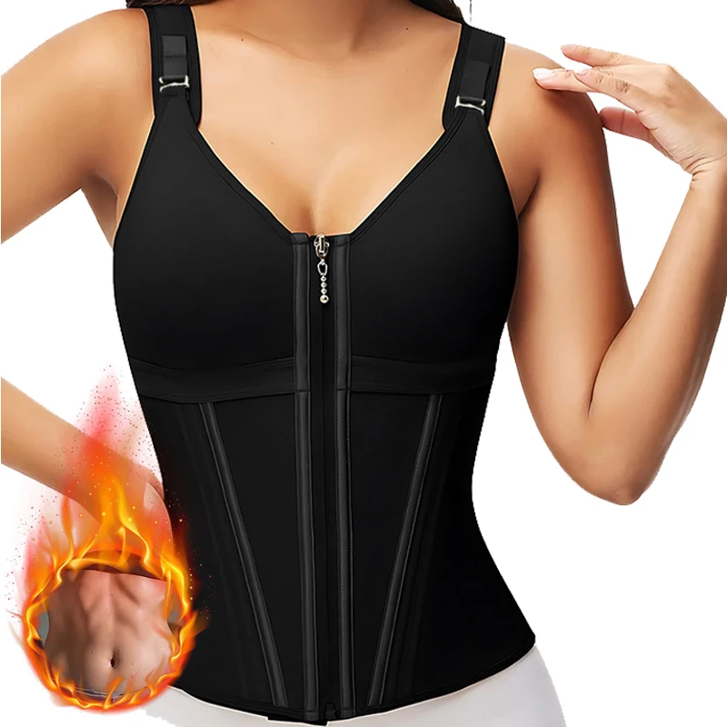 HKRXEC Zip-Front Thermal Sweat Waist Trainer Vest