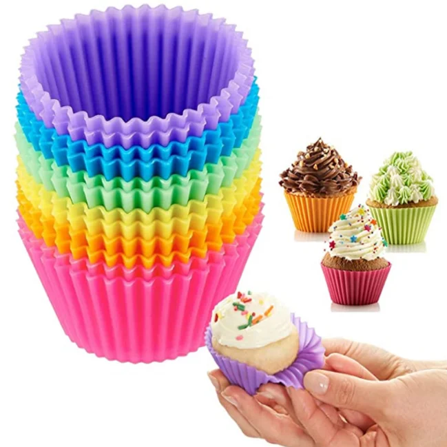 Soft Silicone Cake Muffin Chocolate Cupcake Bakeware Baking Cup Mould Tool 12pcs 