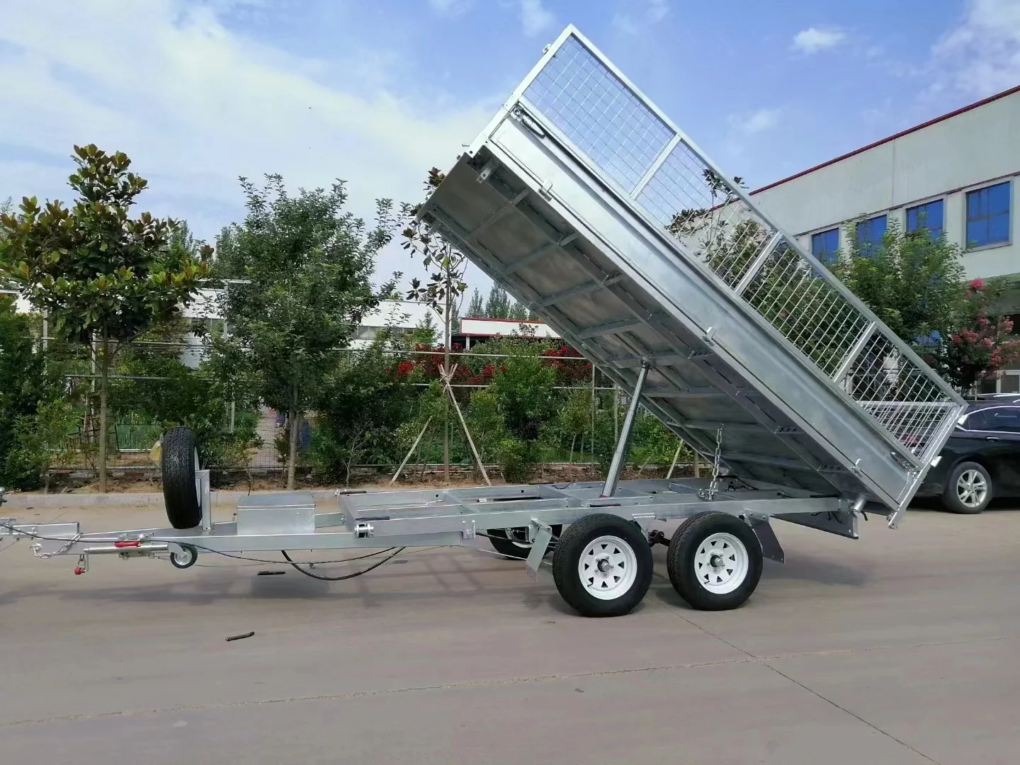 10x5ft Cage Trailers Tandem Axle Mesh Cage Trailers With Mechanical ...