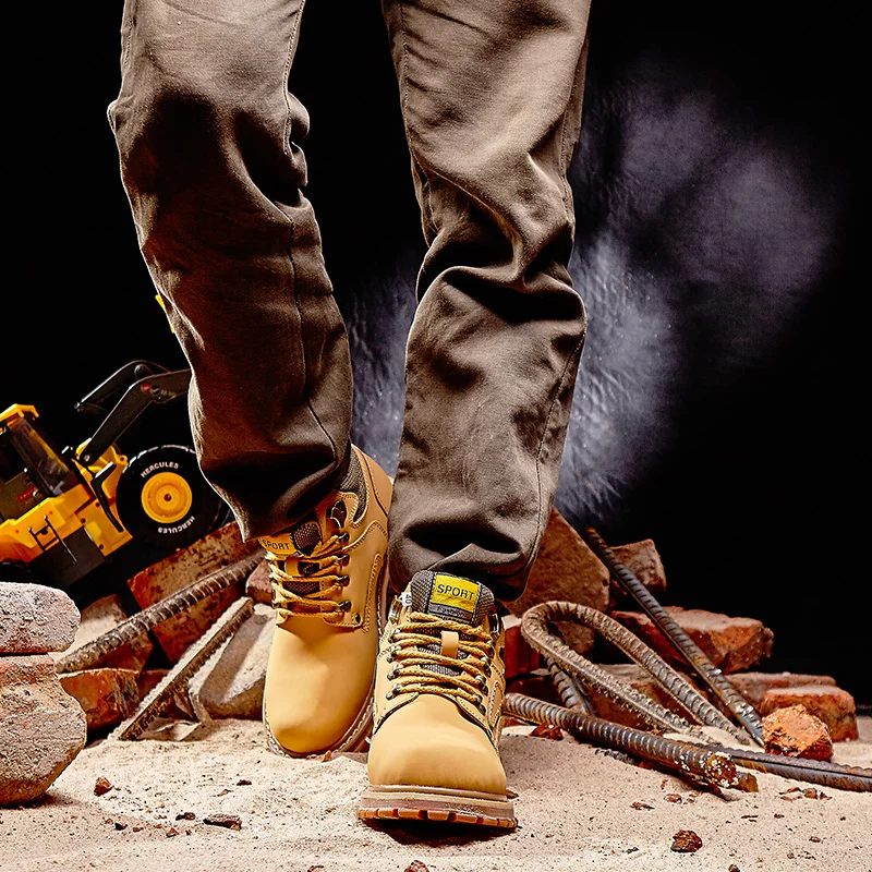 Зимняя кожаная обувь с высоким верхом для пеших прогулок плюс бархатная теплая походная хлопковая обувь мужская Нескользящая износостойкая Водонепроницаемая Уличная обувь