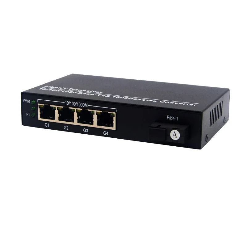 Gigabit 1 SC 4 POE+ porty Optický switch IEEE 802.3at kompatibilní POE Media Converter