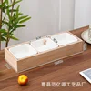 Three-compartment lid with 3 white melamine dishes