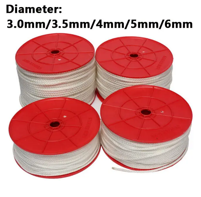 3m Startzug-Seil 3,5 Mm – Für Rasenmäher, Trimmer, Kettensäge, Robustes Nylon, Weiß/rot