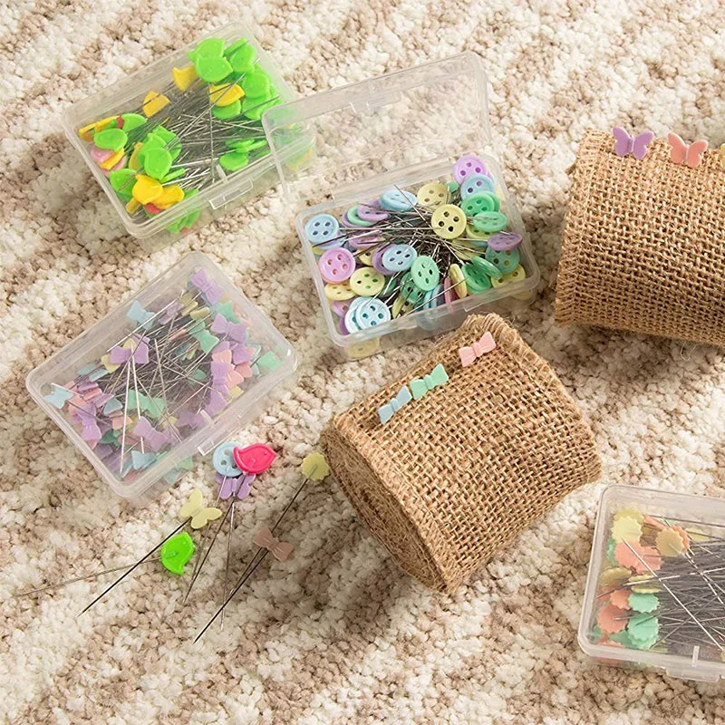 RTS 100PCS  Assorted Colors Plastic Buttons Flat Head Pin