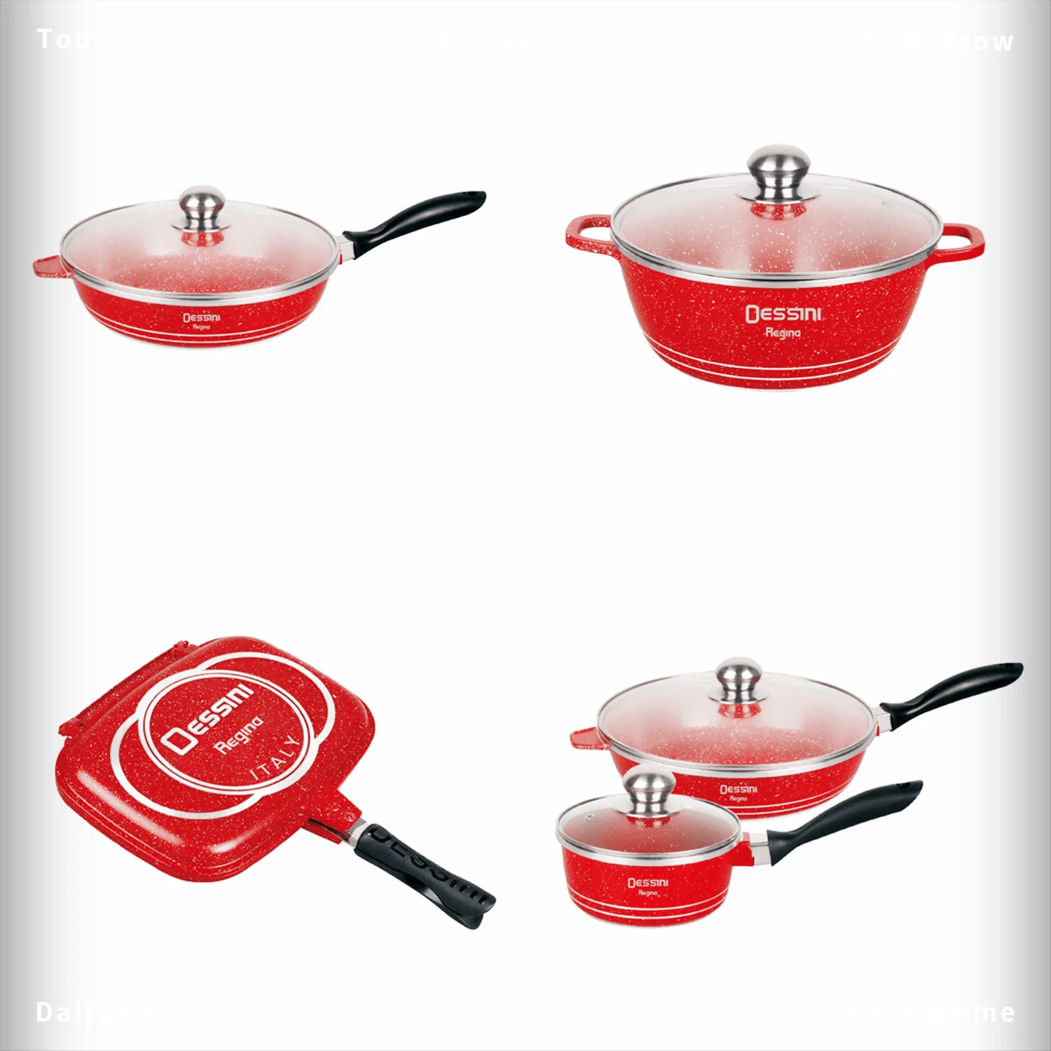 Dessini 23pcs Cookware Set Maifan Stone Diecast Cookware Set Nonstick Pot With Tempered Glass