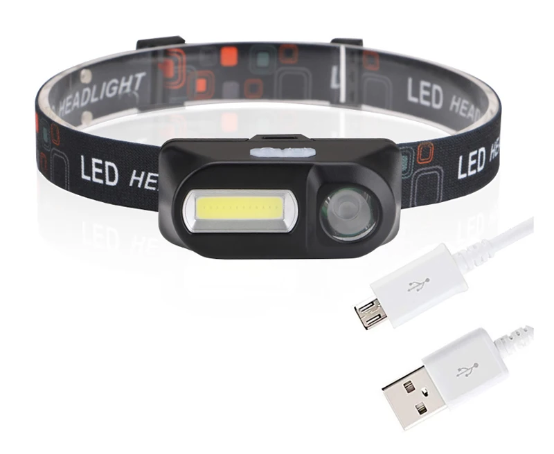 High Power Rechargeable LED Headlamp with 6 Work Modes 230Lm Led Light for Head Lamp ABS LED Headlamp for Hiking