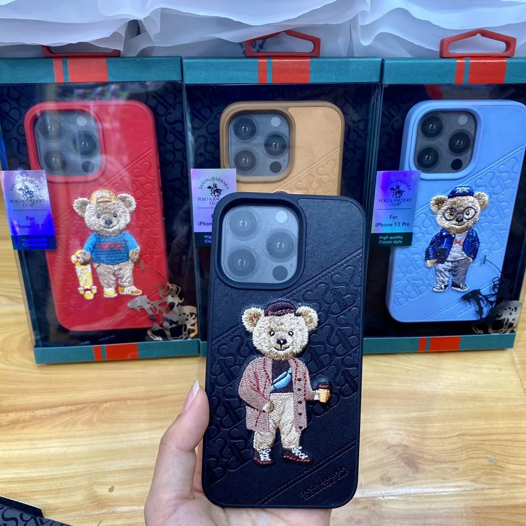 Кожаный чехол с вышивкой POLO Bear для iPhone 13 Pro Max| Alibaba.com