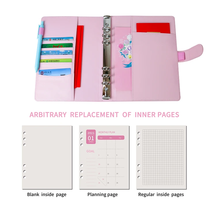 Wholesale Notebook 6 Rings Spiral Business Planner Work Agenda Budget Binder Macaron Candy Color 2117