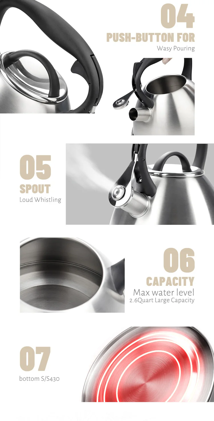 Wholesale Customized Water Tea Kettle Stove Top Tea Pot Stainless Steel Whistling Tea Kettle